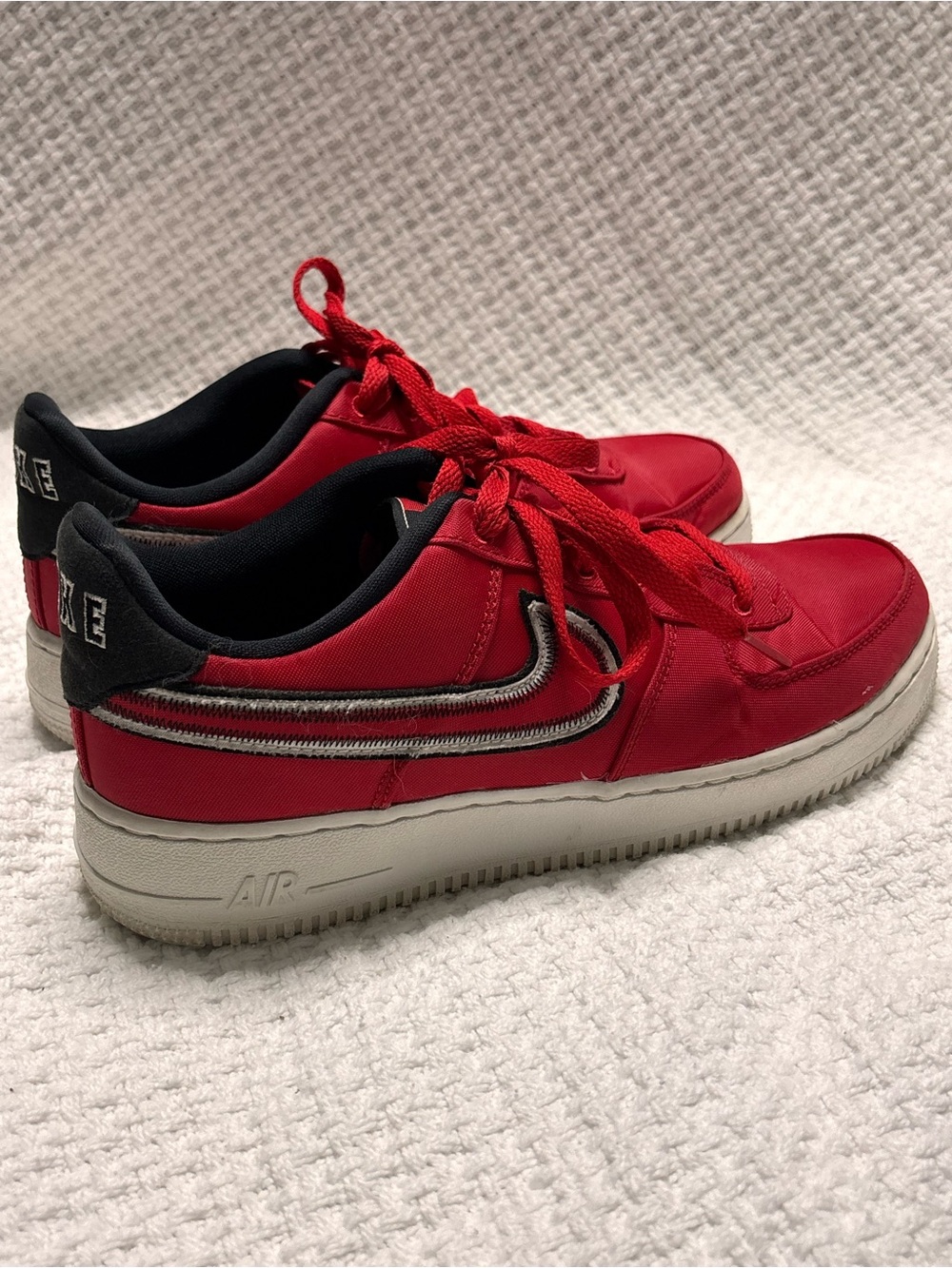 Nike Air Force 1 Low University Red Black Nylon Embroidered Swoosh